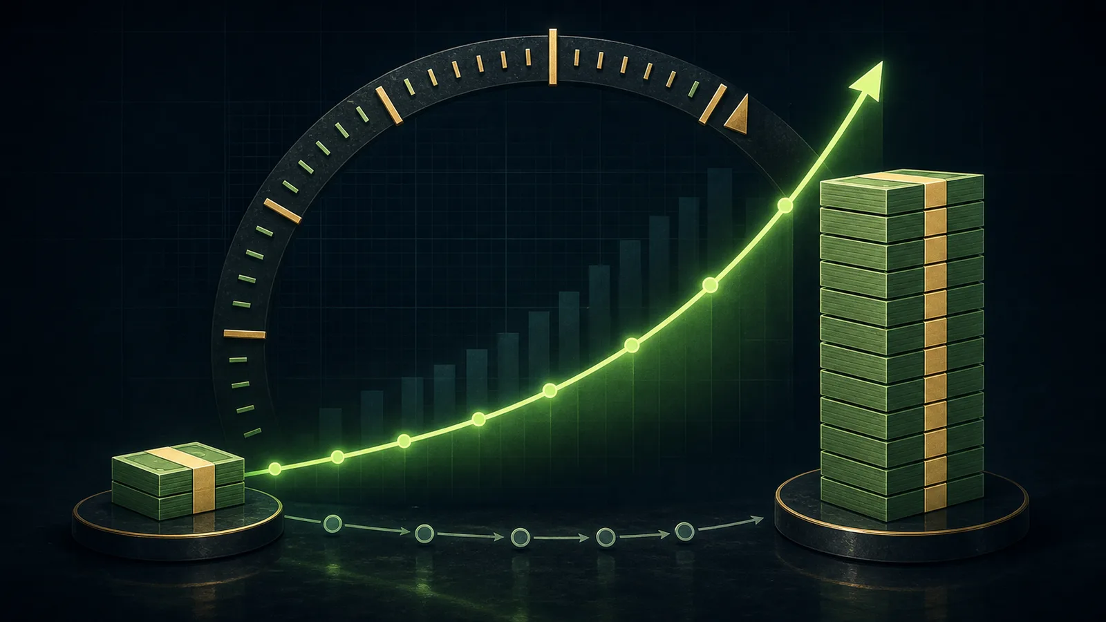 Illustration of a small principal growing toward a much larger target within one year